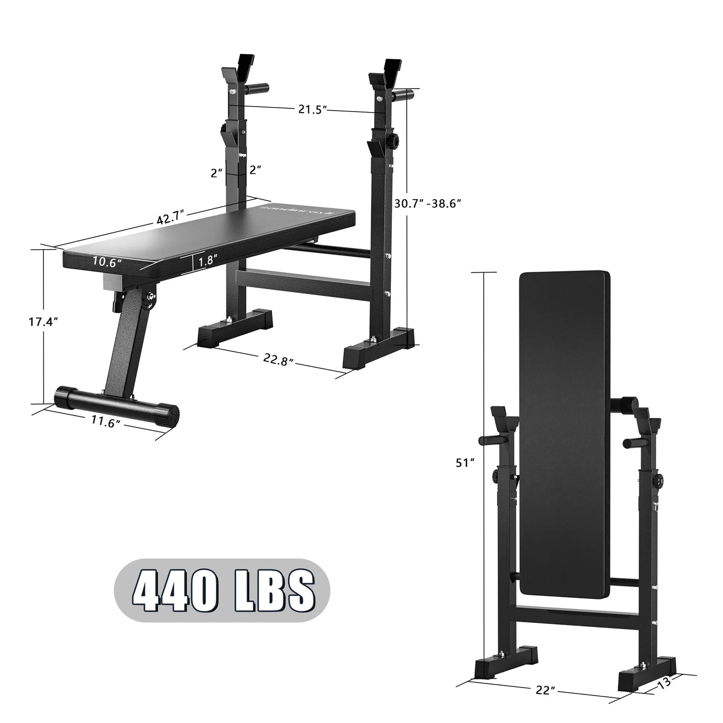 Ultimate Foldable Adjustable Weight Bench for Home Gym - Compact 22.8" Design for Versatile Workouts