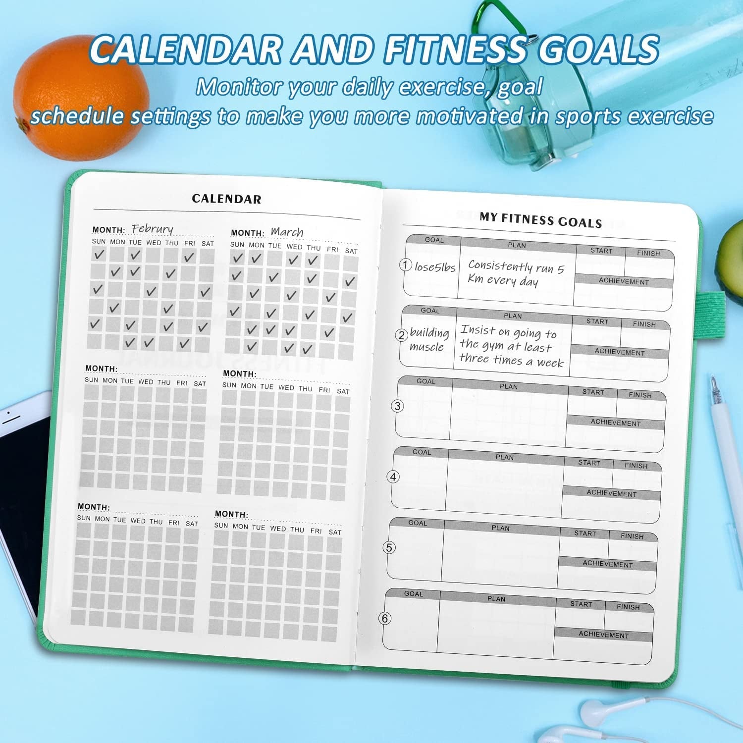 Ultimate Fitness Journal: 6-Month Undated Workout Planner for Home Gym - Perfect for Men & Women (Green)