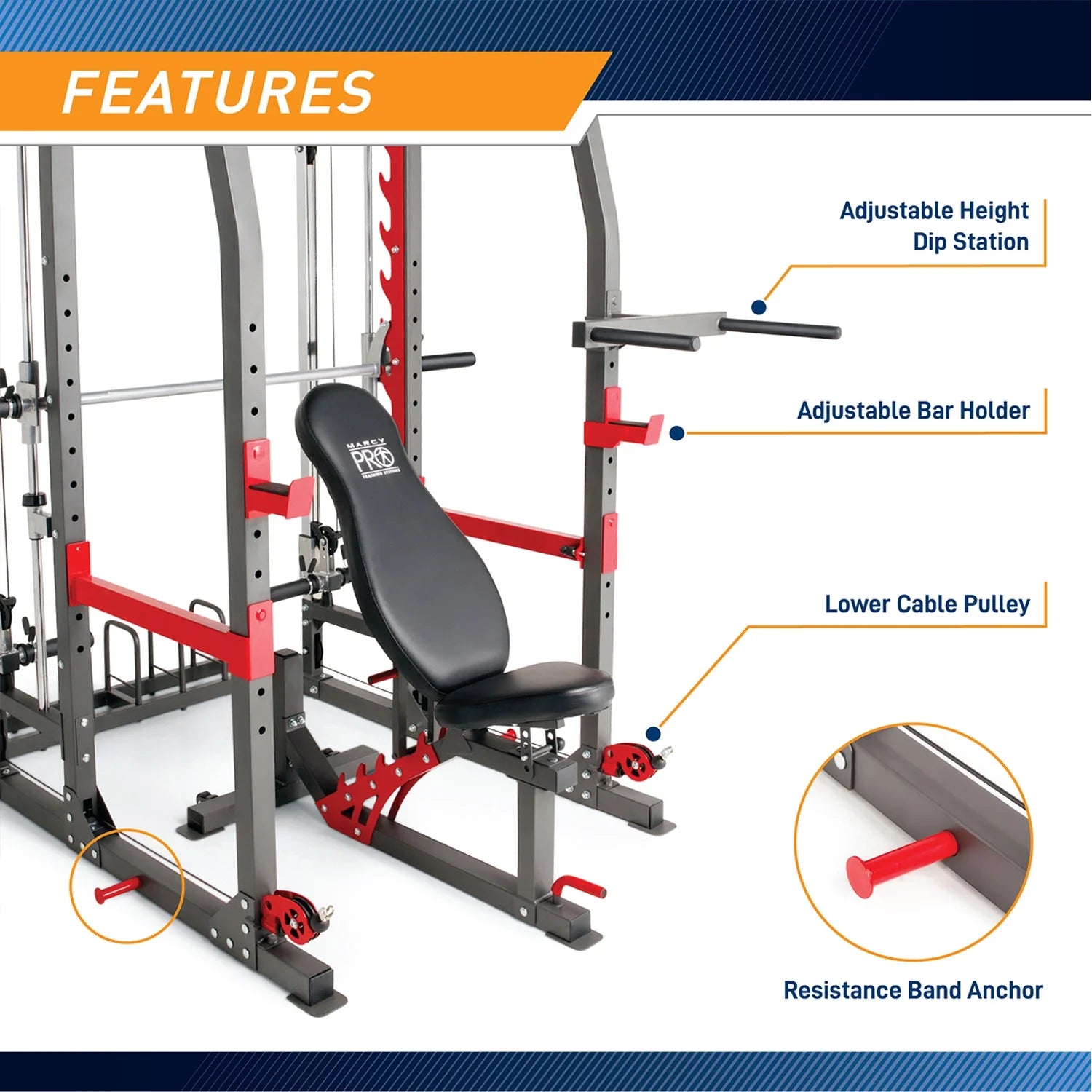 Ultimate Pro Smith Machine Weight Bench - Complete Home Gym for Total Body Workouts